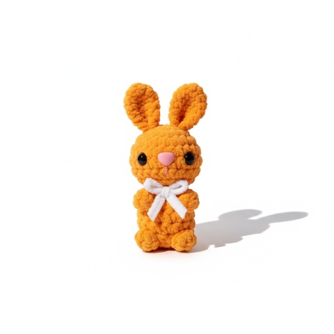 Króliczek Szydełkowy Wielkanocny 12cm Pomarańczowy Pluszowy Handmade