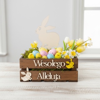 Skrzynka Wielkanocna Drewniana 50x40x20cm Dekoracja Personalizowana Handmade