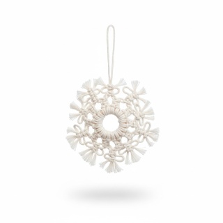 Makrama Gwiazdka Zawieszka Choinkowa 15cm Biała Bawełniana Śnieżynka Handmade